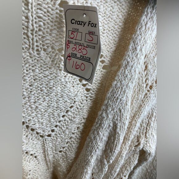 NWT Cream S Tie up Unisex Oversized Slouchy Cardigan with sleeve tie - Picture 3 of 10